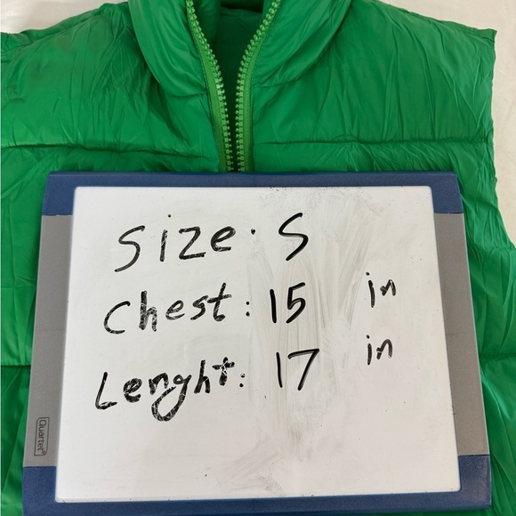 Women's Padded Vest High Stand Collar Lightweight Zip Crop Puffer Gilet Green S - Picture 6 of 6